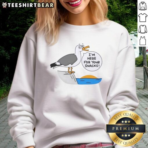 Cute Beach I'm Here for Your Snacks Sweatshirt featuring a fun design perfect for beach outings and casual wear.