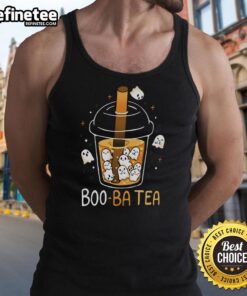 Adorable Cute Boo Ba Tea Halloween ghost boba tea tank top designed for spooky season fashion.