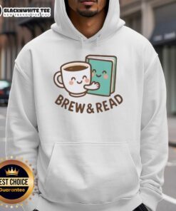 Cozy Cute Brew and Read Book Hoodie with coffee cup and book design, perfect for book lovers and warm reading sessions.