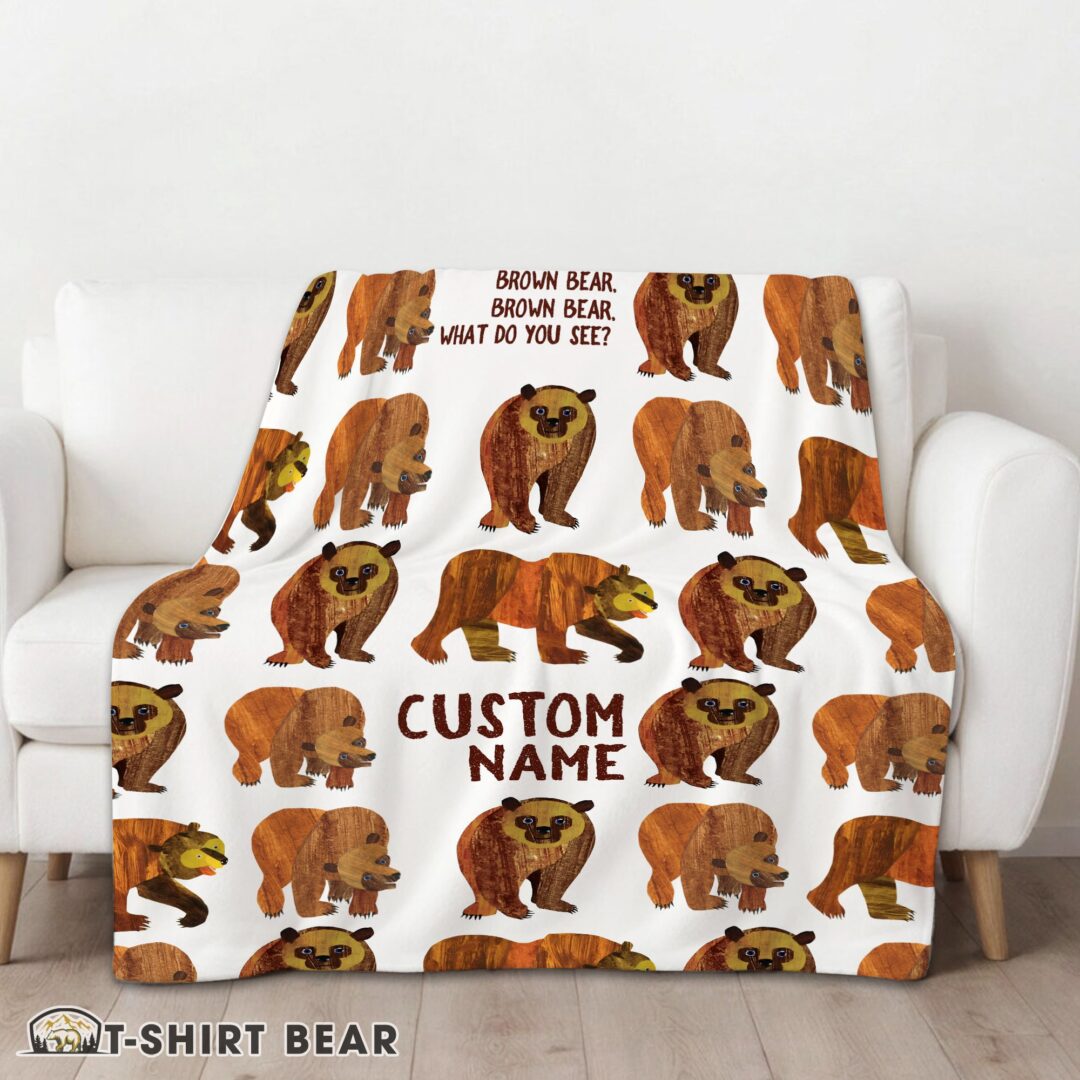 Cute Brown Bear Brown Bear Blanket Fleece Customized Blanket-mk-01