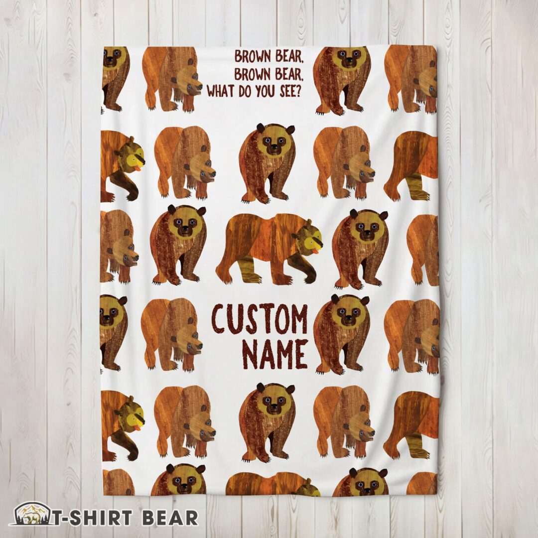 Cute Brown Bear Brown Bear Blanket Fleece Customized Blanket-mk-02