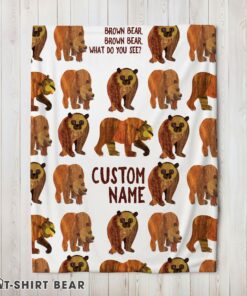 Cute Brown Bear Brown Bear Blanket Fleece Customized Blanket