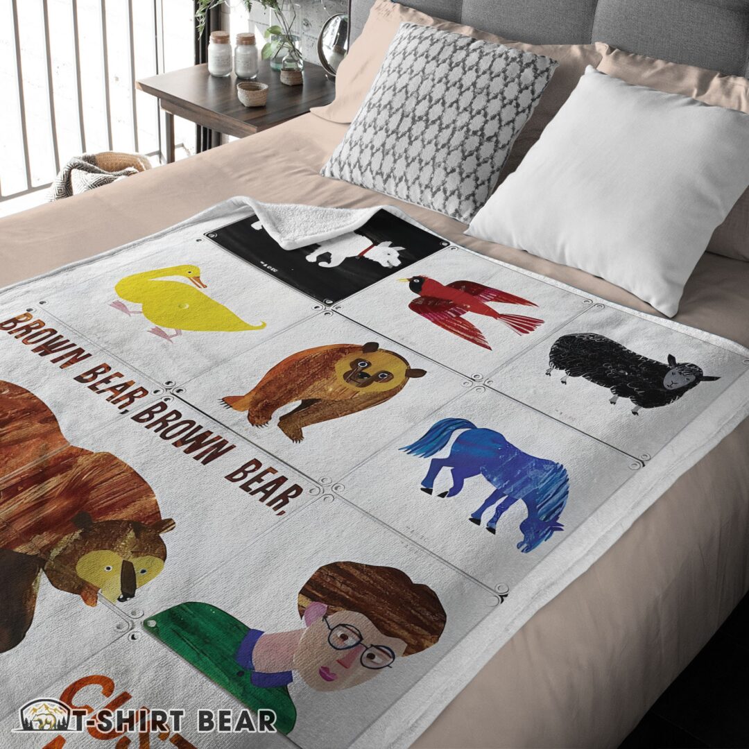 Cute Brown Bear Brown Bear What Do You See Blanket Fleece Customized Blanket-mk-03