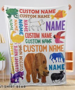 Cute Brown Bear Brown Bear What Do You See Gift Blanket Fleece Customized Blanket