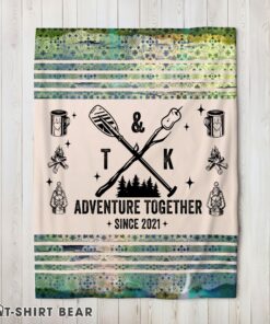 Cute Camping Couple Adventure Together Since Blanket Fleece Customized Blanket