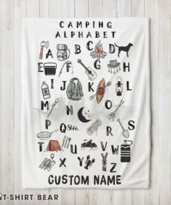 Cute Camping Equipment Camping Alphabet Blanket Fleece Customized Blanket
