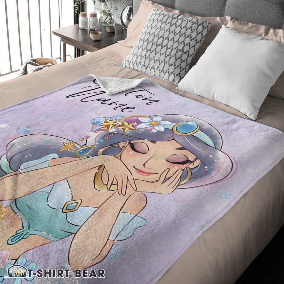 Cute Cartoon Disney Aladdin Jasmine Princess Blanket Fleece Customized Blanket