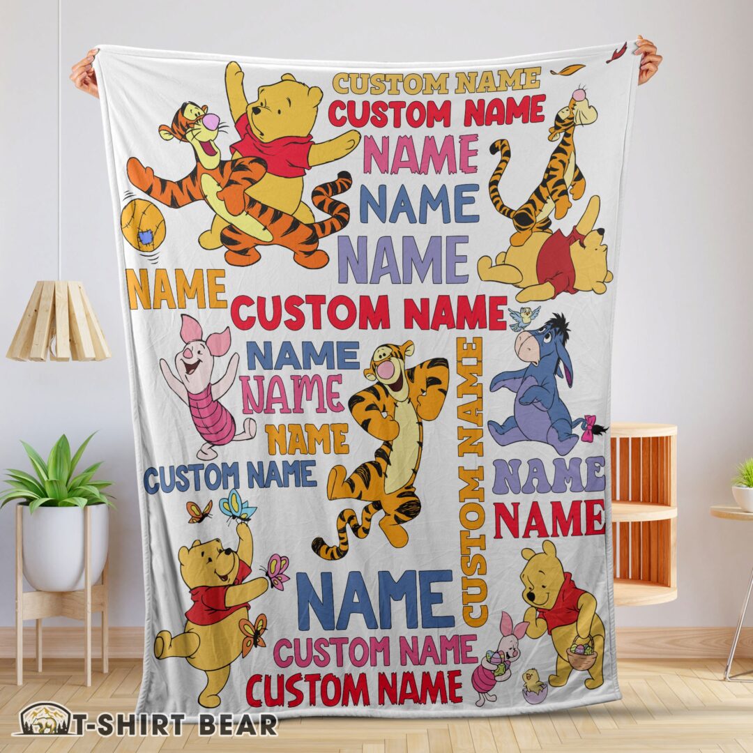 Cute Cartoon Disney Winnie The Pooh With Friends Blanket Fleece Customized Blanket-mk-01