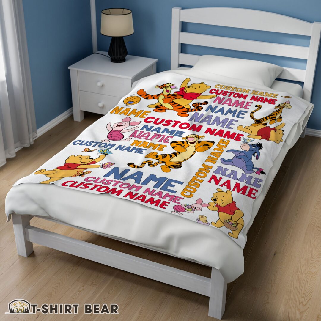 Cute Cartoon Disney Winnie The Pooh With Friends Blanket Fleece Customized Blanket-mk-02