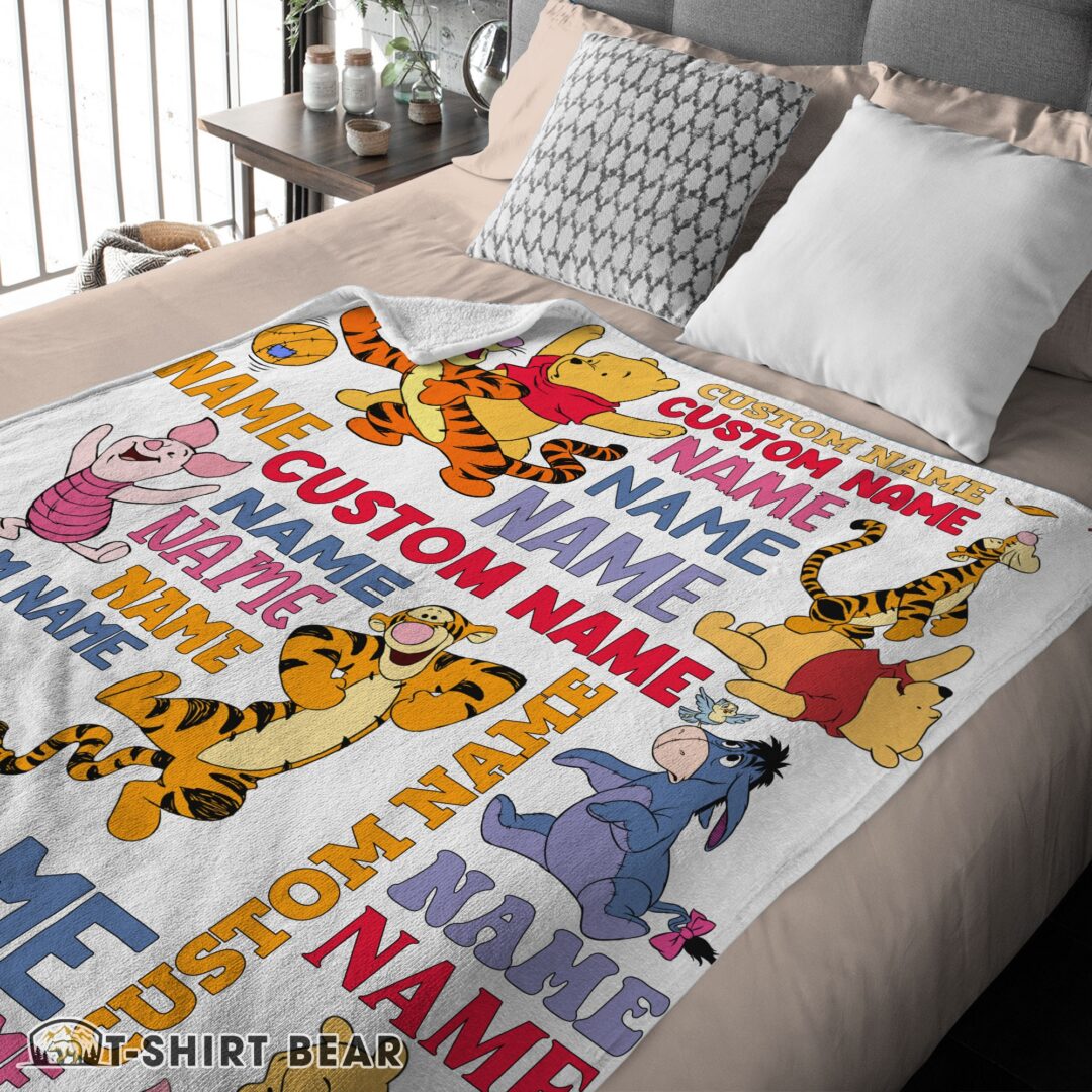 Cute Cartoon Disney Winnie The Pooh With Friends Blanket Fleece Customized Blanket-mk-03