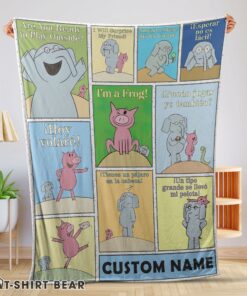 Cute Cartoon Elephant & Piggie Blanket Fleece Customized Blanket