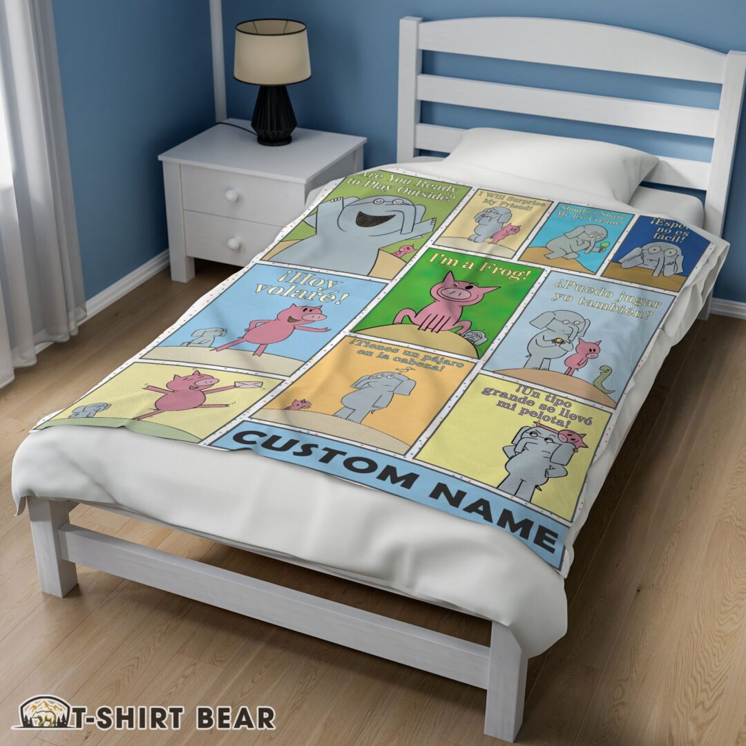 Cute Cartoon Elephant & Piggie Blanket Fleece Customized Blanket