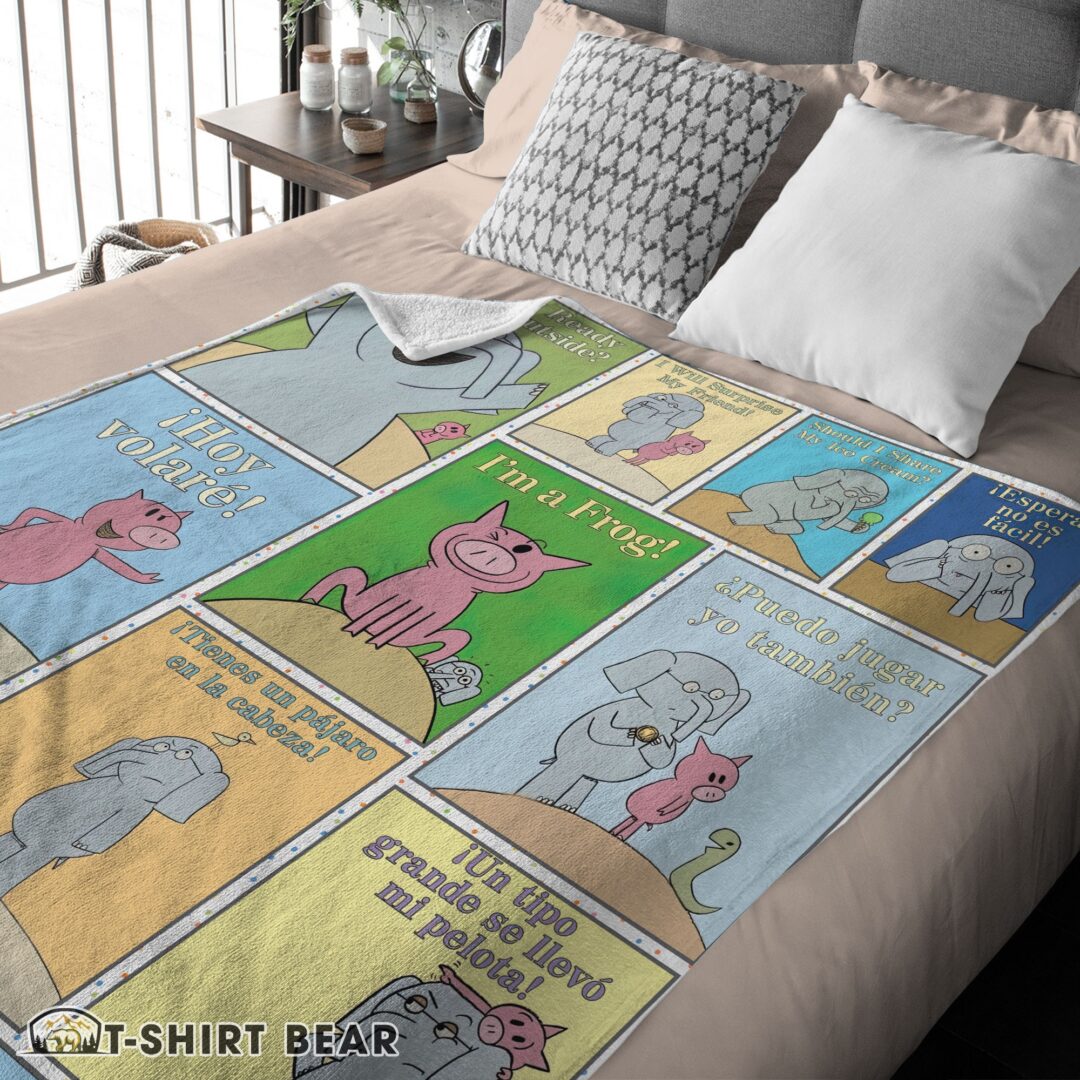Cute Cartoon Elephant & Piggie Blanket Fleece Customized Blanket