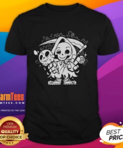 Adorable Cute Chill Reaper T-Shirt featuring a playful grim reaper design, perfect for casual wear and Halloween vibes.
