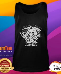 Adorable Cute Chill Reaper Tank Top featuring a playful skeleton design, perfect for casual summer wear.