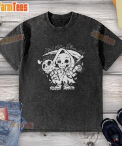 Alt Text: Cute Chill Reaper washed t-shirt featuring a playful reaper design, perfect for casual and stylish outfits.