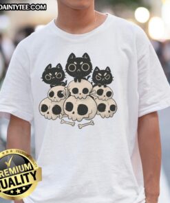 Adorable Death Gang Cat Skulls T-Shirt featuring playful cat skull graphics for a unique, stylish look.