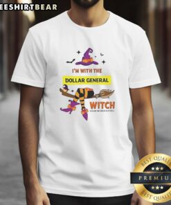 Alt Text: Cute Dollar General I'M With The Witch, She Has Me Under Her Spell Halloween T-Shirt design featuring playful graphics.