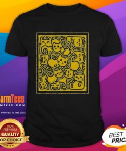 Alt Text: Cute Doodle Cats T-Shirt featuring playful cat illustrations in vibrant colors on a soft fabric.