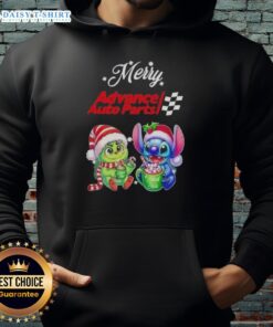 Alt Text: Cute Grinch and Stitch Christmas hoodie from Advance Auto Parts, perfect for festive holiday cheer.