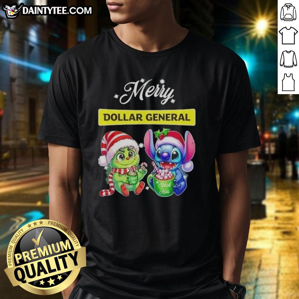 cute-grinch-and-stitch-x-dollar-general-merry-christmas-t-shirt-1 Alt Text: Cute Grinch and Stitch X Dollar General Merry Christmas T-Shirt featuring festive graphics and holiday cheer.