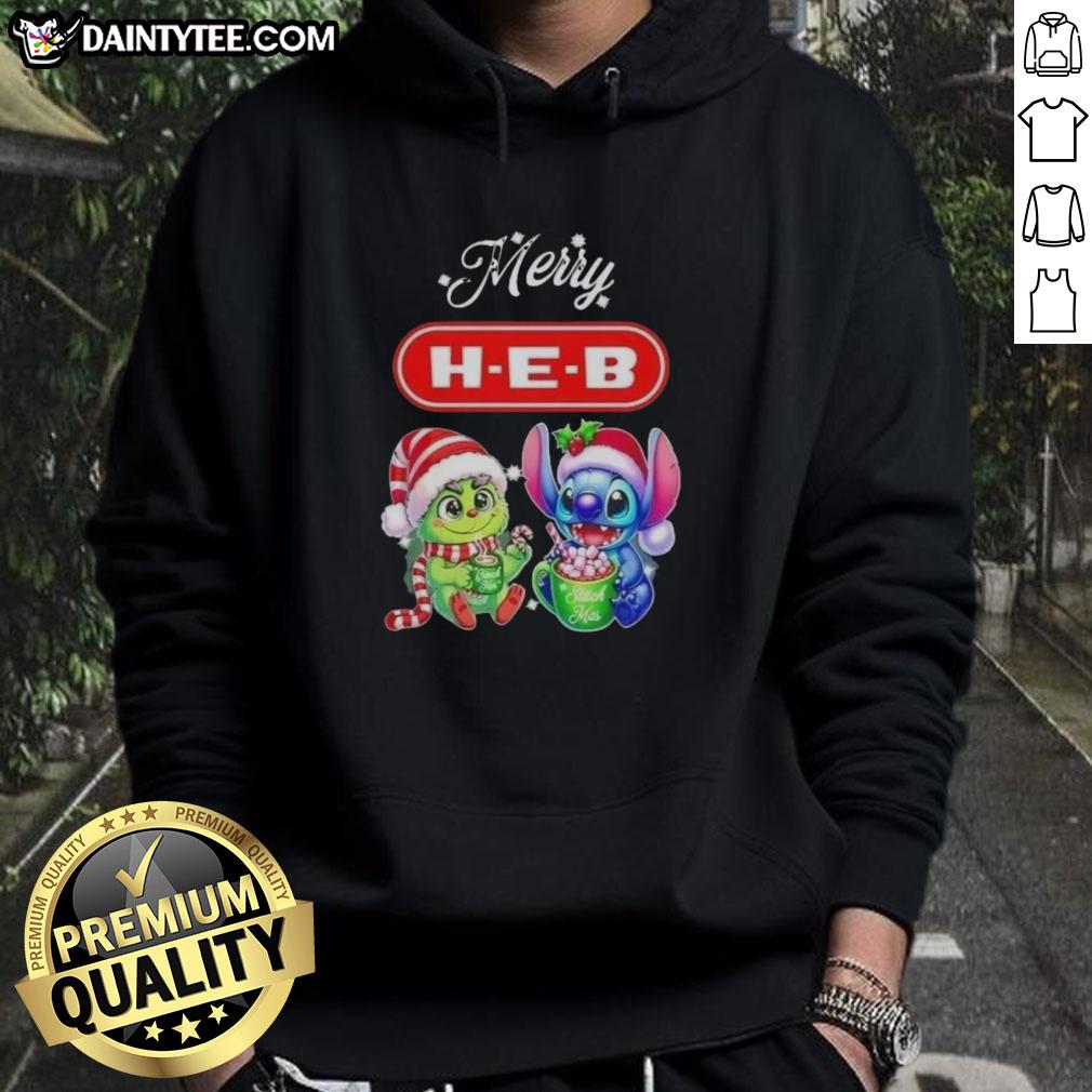 cute-grinch-and-stitch-x-h-e-b-merry-christmas-hoodie Alt Text: Cute Grinch and Stitch X H-E-B Merry Christmas hoodie featuring festive designs for holiday cheer.