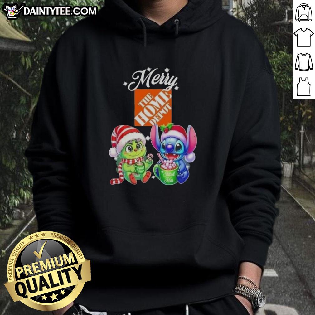 cute-grinch-and-stitch-x-home-depot-merry-christmas-hoodie Alt Text: Cute Grinch and Stitch X Home Depot Merry Christmas hoodie featuring festive designs and vibrant colors for holiday cheer.