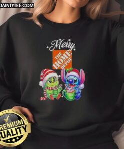Cute Grinch And Stitch X Home Depot Merry Christmas T-Shirt - Image 5