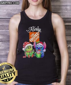 Cute Grinch And Stitch X Home Depot Merry Christmas T-Shirt - Image 4