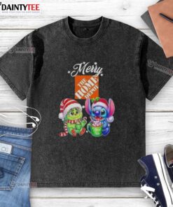 Cute Grinch And Stitch X Home Depot Merry Christmas T-Shirt - Image 6