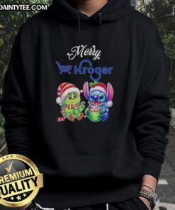 Cute Grinch And Stitch X Kroger Merry Christmas T-Shirt - Image 2