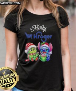 Cute Grinch And Stitch X Kroger Merry Christmas T-Shirt - Image 3