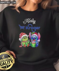 Cute Grinch And Stitch X Kroger Merry Christmas T-Shirt - Image 5