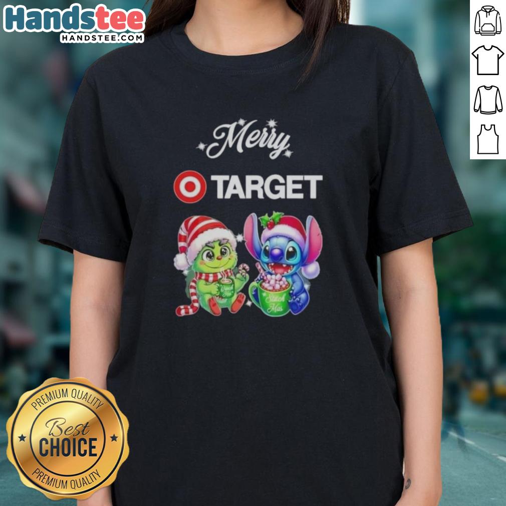 cute-grinch-and-stitch-x-target-merry-christmas-ladies-tee Alt Text: Cute Grinch and Stitch X Target Merry Christmas ladies tee featuring festive graphics and vibrant colors.