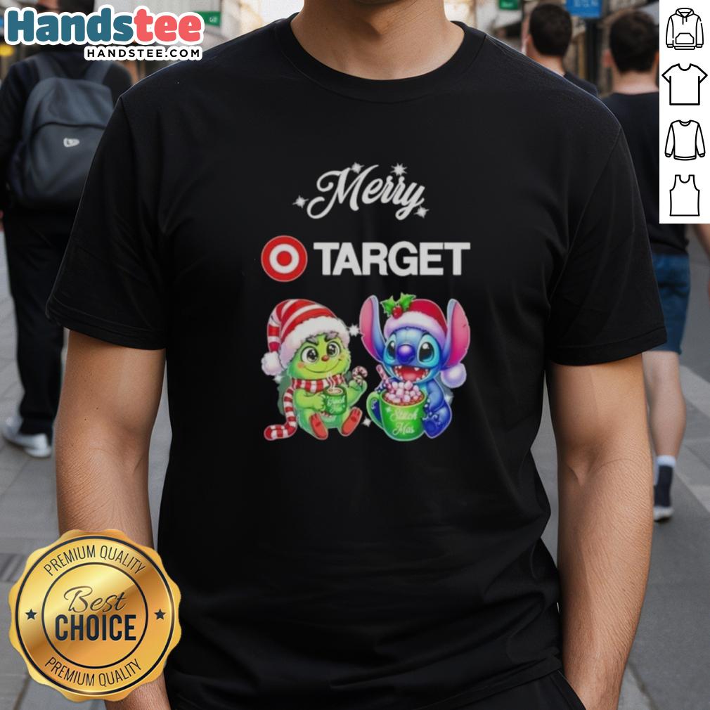 cute-grinch-and-stitch-x-target-merry-christmas-t-shirt Alt Text: Cute Grinch and Stitch X Target Merry Christmas T-Shirt featuring vibrant holiday graphics and festive colors.