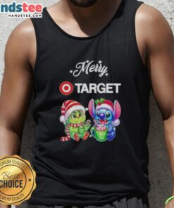 Alt Text: Cute Grinch and Stitch X Target Merry Christmas tank top featuring festive designs for holiday cheer. Perfect for Christmas!