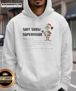 Alt Text: Cute Grinch Shit Show Supervisor hoodie for Merry Christmas, featuring festive design and vibrant colors.