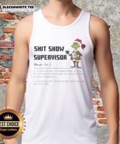 Alt Text: Cute Grinch Shit Show Supervisor tank top design for Merry Christmas celebrations, featuring a festive Grinch graphic.