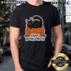 Adorable Halloween cat t-shirt featuring a cute cat in a pumpkin costume for Meowlloween celebrations.