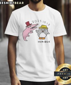 Alt Text: Cute Horibex 2025 cartoon t-shirt featuring colorful graphics and playful design, perfect for casual wear.
