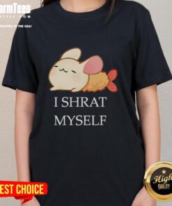Cute I Shrat Myself cartoon ladies tee featuring a playful design perfect for casual wear and fun outfits.