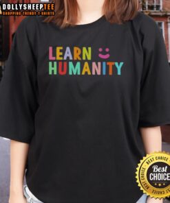Cute Learn Humanity Icon Smile Ladies Tee featuring a cheerful design perfect for spreading kindness and positivity.