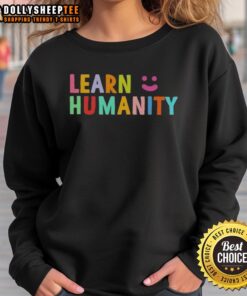 Cute Learn Humanity Icon with smile on a cozy sweatshirt, perfect for spreading positivity and kindness.
