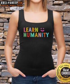 Cute learn humanity icon with smile on a trendy tank top, perfect for expressing positivity and kindness.