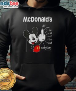 Alt Text: Cute McDonald's x Mickey Fluff Off hoodie featuring vibrant colors and playful design, perfect for casual wear.