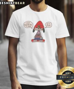 Alt Text: Cute Parappa The Rapper 'I Just Learned The F Word It Is Fck' T-Shirt design featuring vibrant colors and playful graphics.