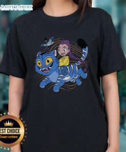 Alt Text: Cute Rumi Kpop Demon Hunters Team Tiger Ladies Tee featuring vibrant graphics and stylish design for fans.