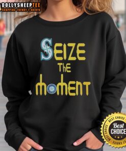 Alt Text: Cute Seattle Mariners baseball logo sweatshirt showcasing vibrant team colors and stylish design for fans.