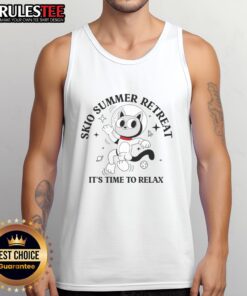 Cute Skio Summer Retreat tank top perfect for relaxing days at the beach or poolside in sunny weather.