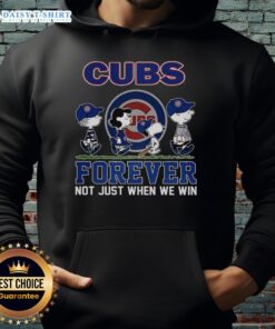 Alt Text: Cute Snoopy and friends hoodie featuring Chicago Cubs theme, perfect for baseball lovers and fans.
